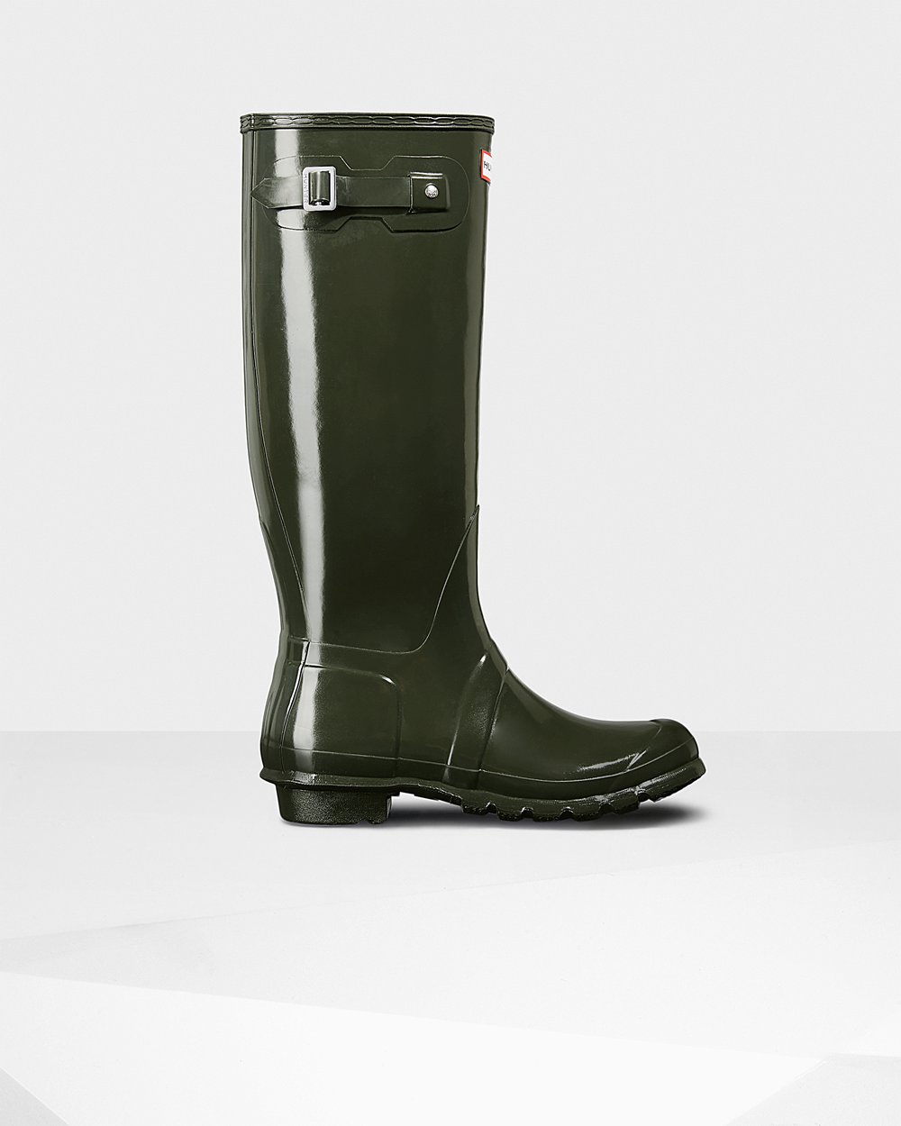 Hunter Original Gloss Tall Rain Boots - Shop Online Womens Dark Olive - RLQHIK736